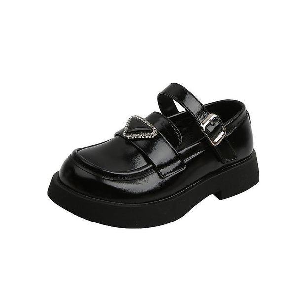 

sneakers kids shoes children casual footwear black leather autumn girls metal triangle breathable single student e5745, Black;red