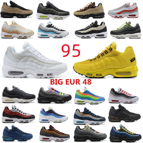 

big eur 48 men 95 running shoes 95s triple black white neon khaki total orange light p blue iron smoke grey brown hombre chaussure