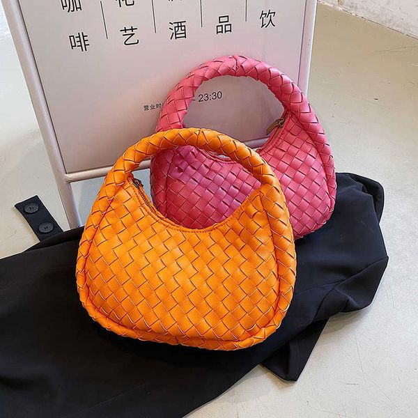

bottess bags venetas fashion net red same mini woven croissant tide single shoulder underarm hand women's pure knotted have logo