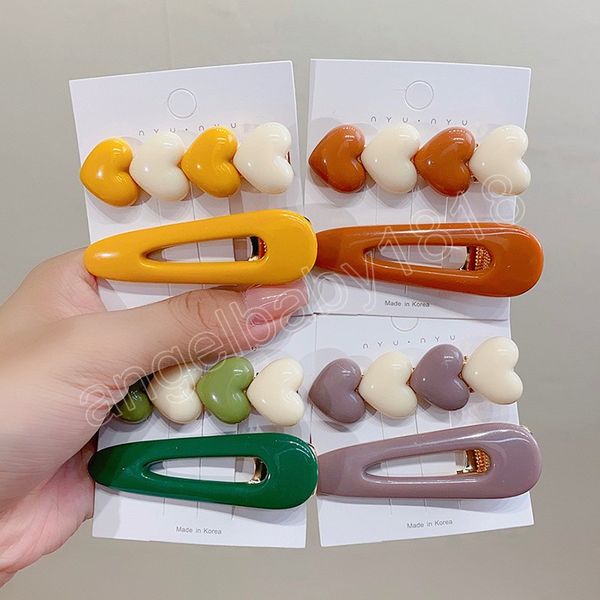 

love oil dripping hair clip set for woman girls korean sweet hairpins hair clips barrettes hair accessories, Slivery;white