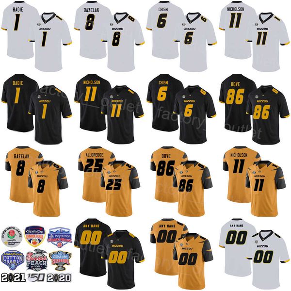 

ncaa missouri tigers football college 1 tyler badie jersey university 86 tauskie dove 6 keke chism 25 blaze alldredge 11 devin nicholson 8 c, Black