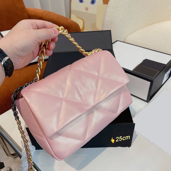 

iridescent pearly colors classic flap 19 lambskin bags genuine leather chain handle totes crossbody shoulder outddor sacoche designer luxury