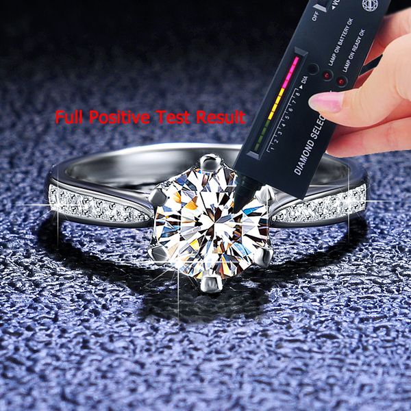 

100% real moissanite ring original pt950 platinum eternity rings for women d color vvs1 1ct diamond engagement wedding band, Slivery;golden