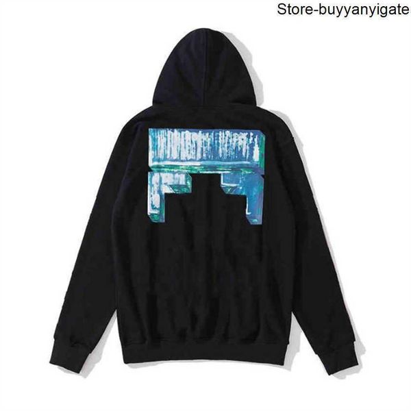 

%60 off classic arrow graffiti unicorn arm hoodie brand ow white & black pullover sweatshirts streetstyle hoodies