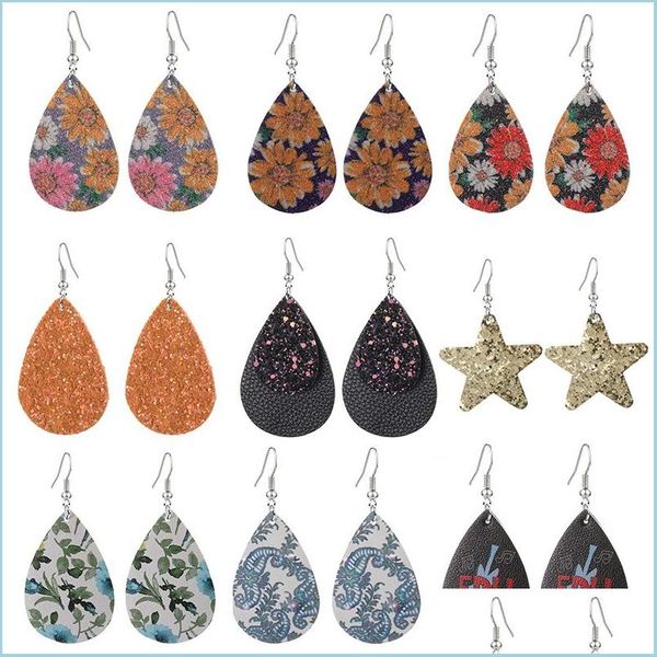 

dangle chandelier new colorf pu leather drop earrings for ladies women teardrop shape dangle double sides hook fashion designer jewe dhxi2, Silver