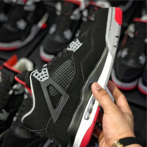 

shoes jumpman 4 bred gs 408452 060 black fire red cement grey women comfortable designer schoenen
