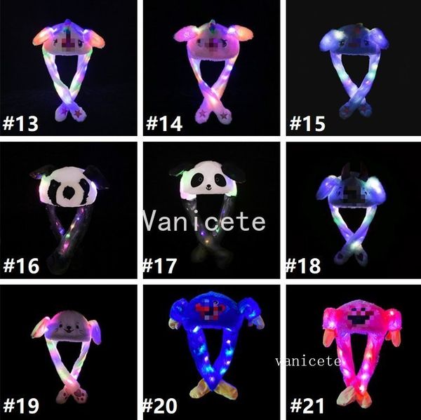 

party hats movable rabbit ear hat cyber star glowing rabbit hatscute gift for girls cartoon plush cap lt096