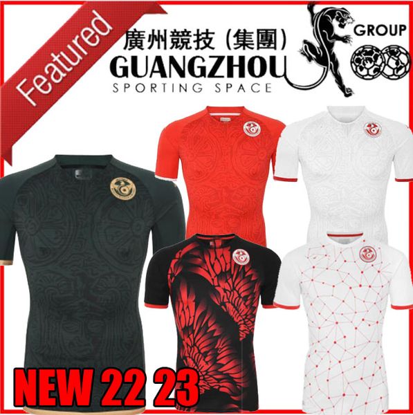 

2022 tunisia national team mens soccer jerseys msakni hannibal 22 23 maaloul sliti khenissi home red away football shirts short sleeve aldul, Black;yellow