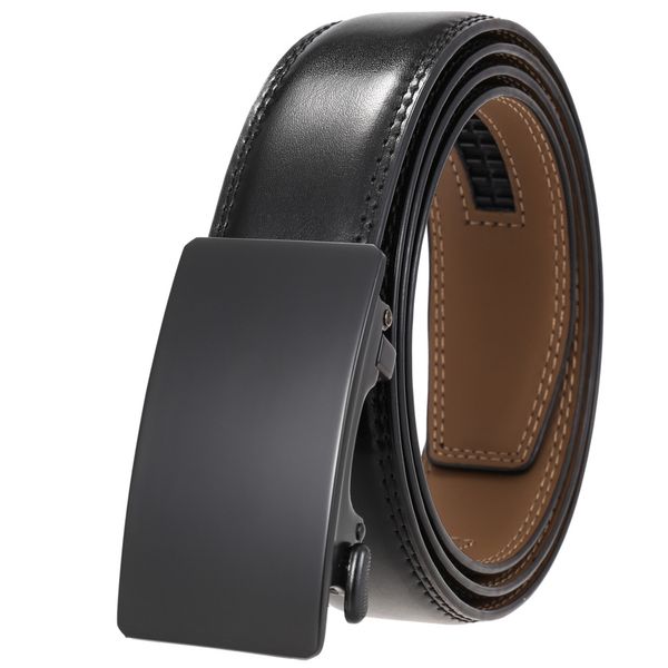 

men's belt genuine leather strap luxury brand automatic buckle belts for men belts, Black;brown
