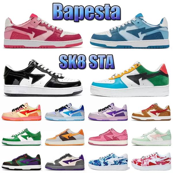 

women men's sk8 casual sneaker skateboard basketball shoes a bapestas sta low skate shoe abc camo stars white green red black yellow sp
