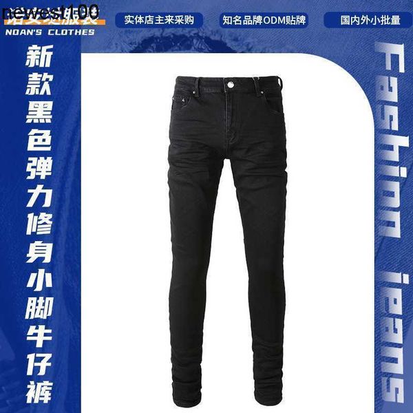 

designer men's jeans amirs new black jeans elastic slim legged pants men, Blue