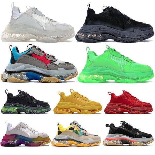 

new paris 17fw triple s platform designer sneakers mens women casual shoes clear sole white green black red rainbow sports balencaigaity igw