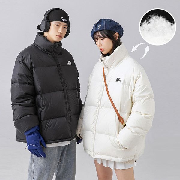 

winter new down jacket for men and women lovers fashion label printed thickened bread coat coat, Black