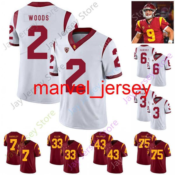 

usc trojans southern california football jersey ncaa college 7 stephen carr 15 drake london 8 amon-ra st. brown 93 marlon tuipulotu, Black