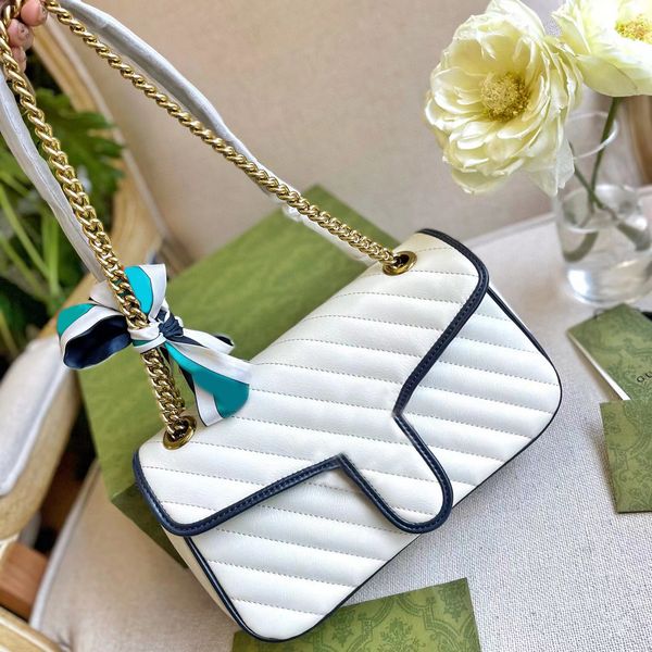 

women large flap shoulder bags handbags with scarf two chains straps medium size 26cm crossbody handbag small purses genuine leather luxury