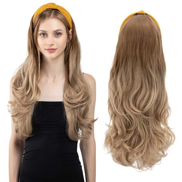 

headwear hair accessories sarla synthetic fiber curly ombre elastic girl headband bow attached colored long pixie headband wig