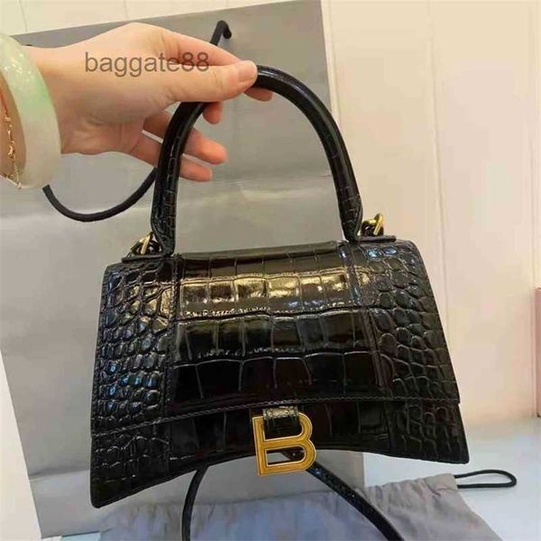 

hourglass 2022 handbags designer bbalencaigass bag b home high version female summer leather crocodile mini single shoulder dia evps