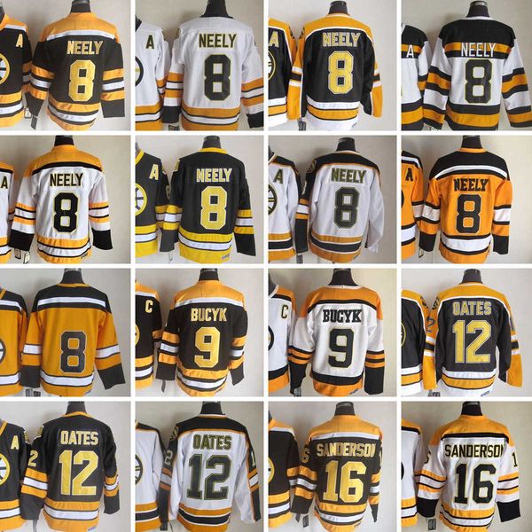 

1924-1999 movie retro ccm hockey jersey embroidery 8 cam neely 9 johnny bucyk 12 adam oates 16 derek sanderson vintage jerseys, Black;red