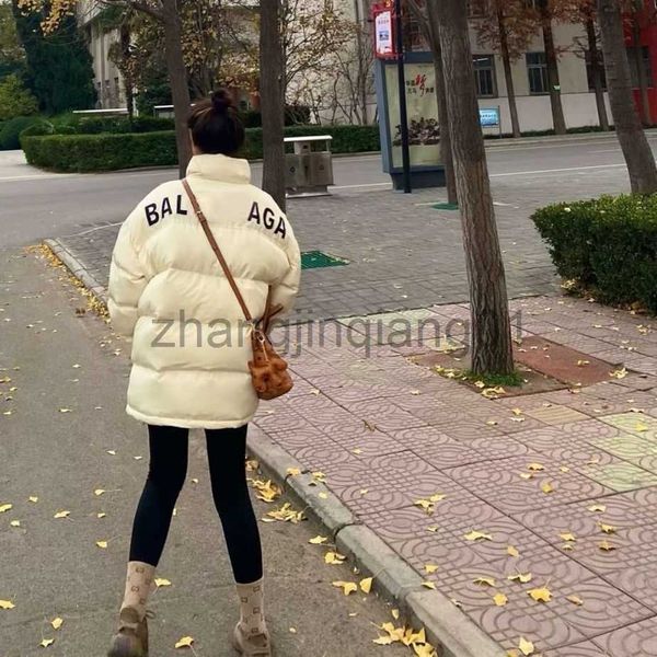 

designer balanciagas down puffer jacket mens womens autumn winter fashion brands thickened warm loose letter cotton padded clothes bb balenc, Black