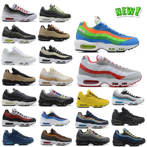 

fashion 95 men running shoes 95s triple black white neon khaki total orange light p blue iron smoke grey brown hombre chaussure man