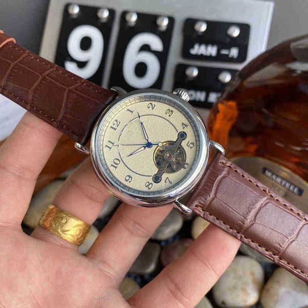

super torque flywheel luxury watches for mens pate philipp men's belt leisure large flywheel automatic baida watchwristwatches fashion, Slivery;brown