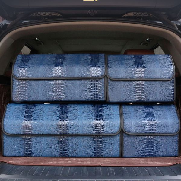 

crocodile pattern trunk storage box pu leather large storage bag folding organizer boxs for car waterproof auto accessories