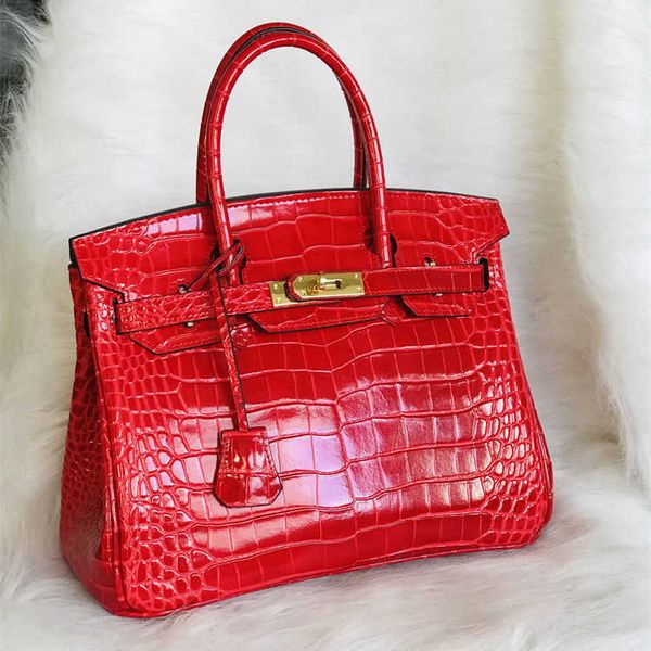

shoulder bag handbags designers tote purse red same high grade crocodile print cow leather portable one messenger backpacks