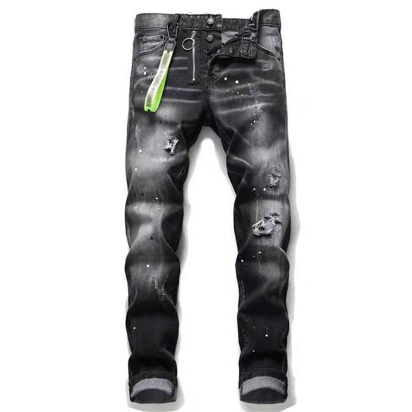

men's jeans fashion jeans for man designer black mens pants distressed ripped biker slim fit motorcycle denim for men sclothes667 blueb, Blue