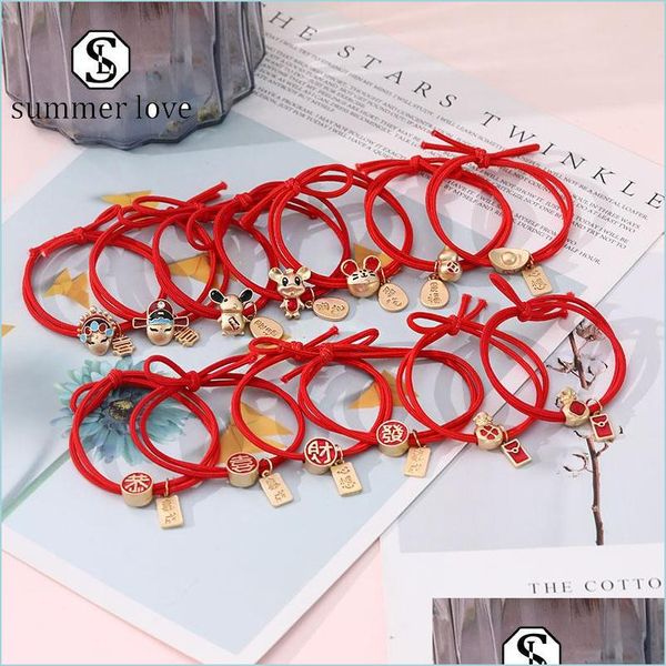 

hair rubber bands fashion lovely chinese style head rope lucky red ponytail holder happy new year hair charm bride headwear accessori dhwqp, Pink