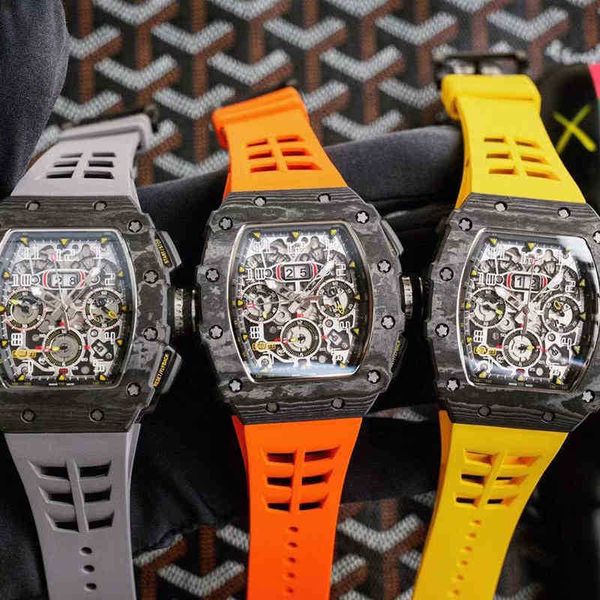 

luxury mens mechanics watch richa business leisure rm11 03 multifunctional automatic machinery black carbon fiber tape mill male