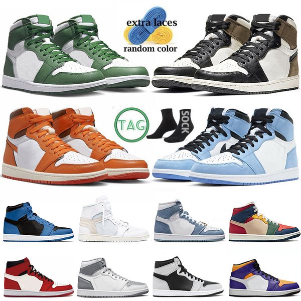

2023 with socks jumpman 1 basketball shoes high og lost found denim 1s patent bred royal university blue heirloom taxi dark mocha twist wome