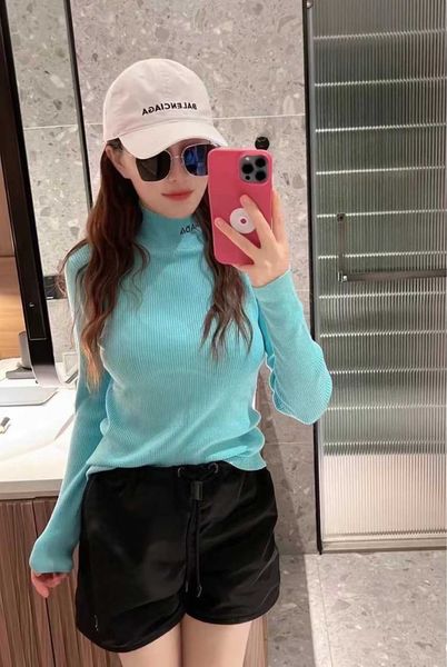 

women's knits brand new semi high collar is very stylish and the lake blue is thin which is a must for autumn, White