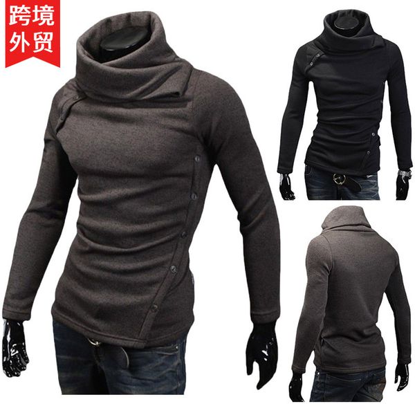 

sim fit design buttons sweaters for men autumn spring cool pullovers clothing wear for male turn-down collar, Gray