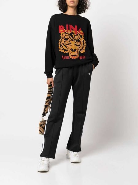 

anine bing new women classic sweatshirt embroidery lining fleece round neck sweater fashion pullover hoodie8655245, Black