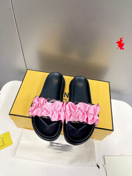 

2023 fashion women sandals genuine leather slippers summer flat stylist slides ladies beach sandal party wedding slipper with box -k092, Black