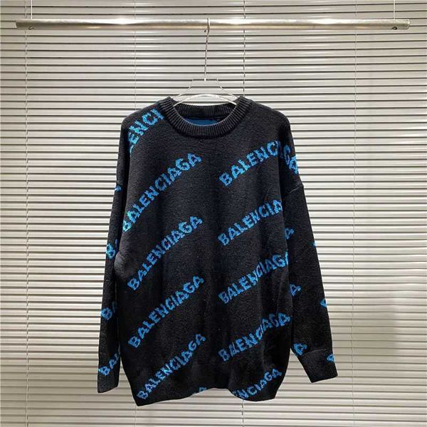 

new balencigass women cardigan sweater 2022 autumn winter fashion brand paris home letter jacquard men's women's loose round neck, White;black