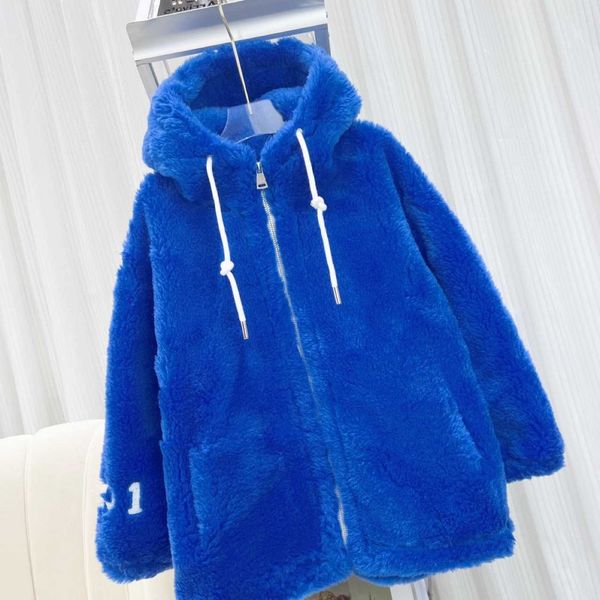 

girl's dresses coat winter new hooded zipper grain wool coat warm and handsome soft and delicate, Red;yellow