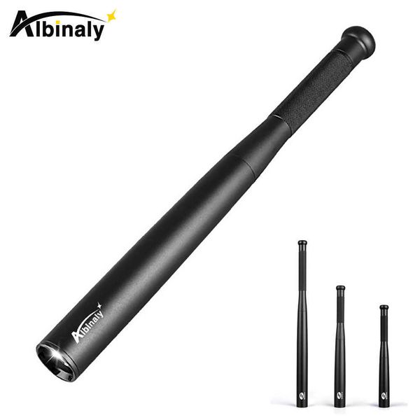 

flashlights torches baseball bat led flashlight waterproof super bright baton aluminium alloy torch for emergency and self defense l221014