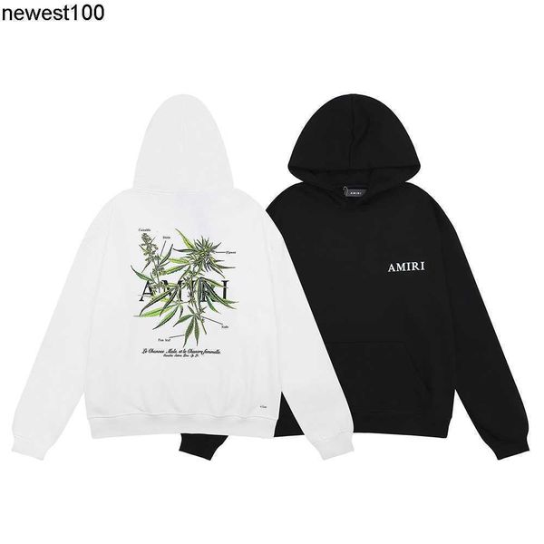 

men's hoodies designer sweatshirts fashion amirs plant flowers small fresh pattern printed men's women's loose hooded, Black