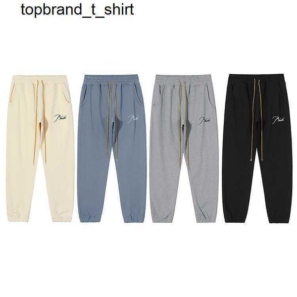 

men's pants rhude designer embroidered letter loose drawstring sports casual men fashion pants, Black