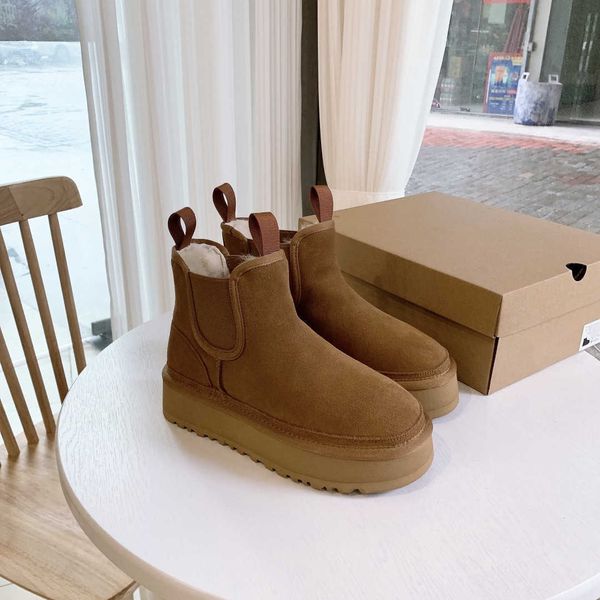 

boots mini neumel platform chelsea boot designer woman winter ankle australia snow thick bottom real leather warm wgg fluffy booties with 02, Black