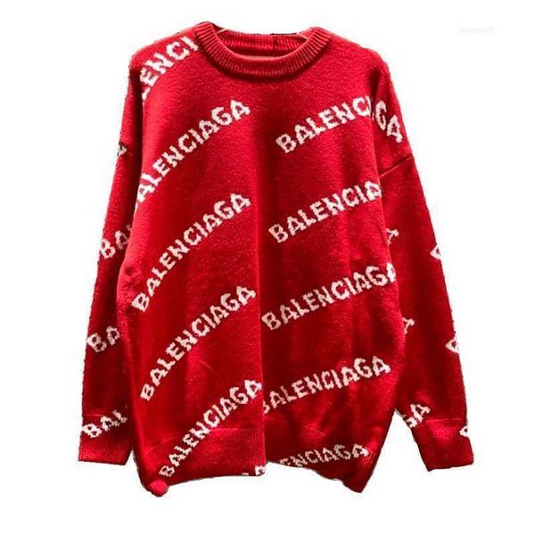 

paris women's sweater balencigass woolen men's women cardigan style couple casual loose round neck spring screen full printed lett, White;black