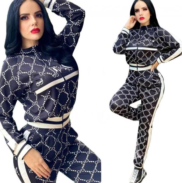 

womens sweaters sports tracksuits joggers two piece sets jackets drawstring zip outfits hoodies and sport pants full body letter print splic, Gray