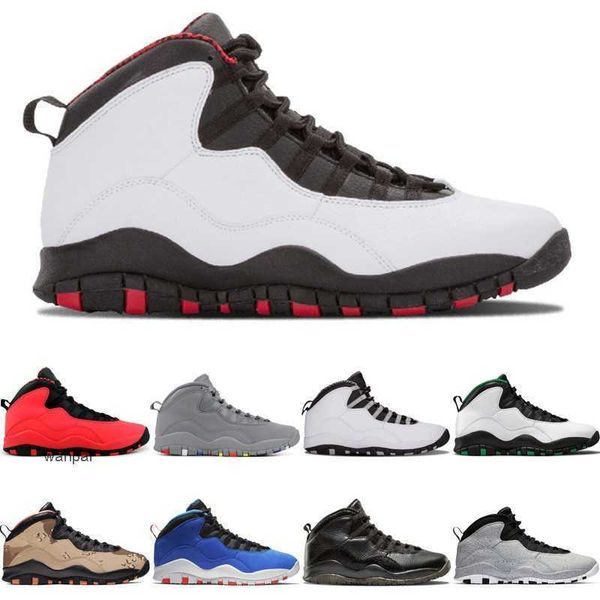 

classic jumpman 10s basketball shoes mens trainers  wings cement steel grey orlando blue green camo ovo white outdoor s air jordon jordens, Black