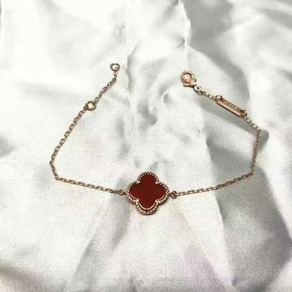 

charm bracelets luxury designer s925 silver clover single flower bracelet women's trend classic fritillary stone net red hundred hand s, Golden;silver