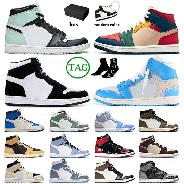 

with box jumpman 1 mens womens basketball shoes patent bred 1s cream dark chocolate cactus jack designer mid dutch green sports sneakers