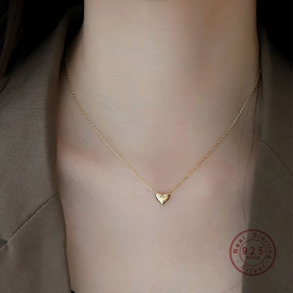

pendant necklaces hi man 925 sterling sier glossy heart necklace women plated 14k gold fashion temperament anniversary jewelry aliex smtby, Silver