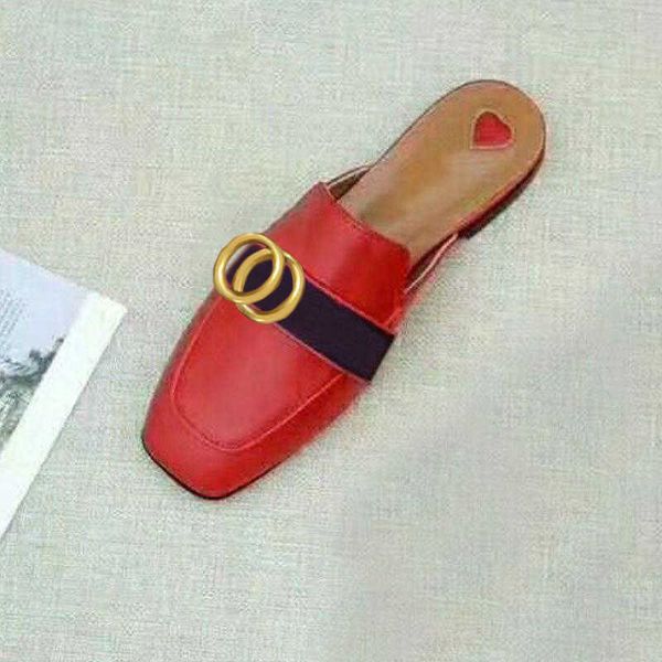 

beach slippers flat baotou flip flops 100% lady slides women shoes sandals classic designer lazy leather suede letter cowhide metal mens sho, Black