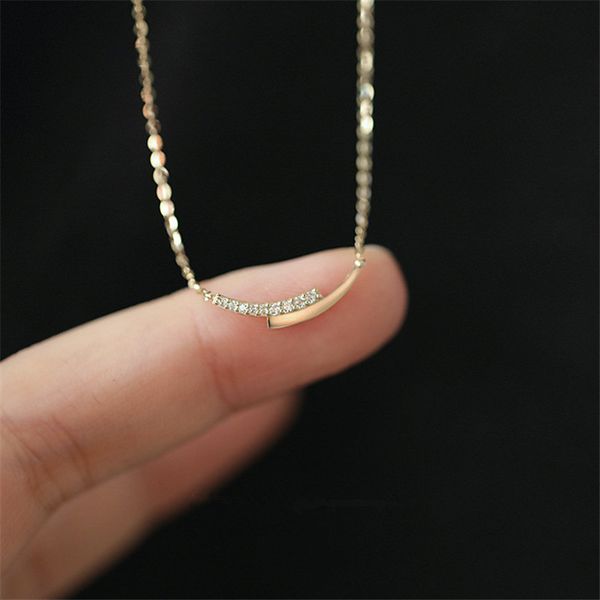 

pendant necklaces 925 sterling sier 14k gold plating pave crystal intersection clavicle chain necklace women simple jewelry accessor smtpq, Silver