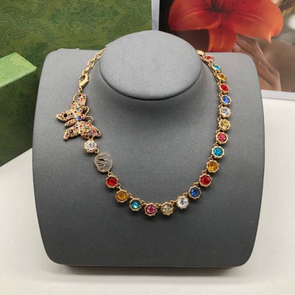 

with box butterfly designer choker necklace luxury pendant jewelry 18k gold plated stainless steel necklaces punk womens crystal cuban golde, Silver